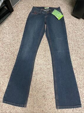 Vintage y2k wrangler Dark Blue Women's Bootcut Jeans - dead stock